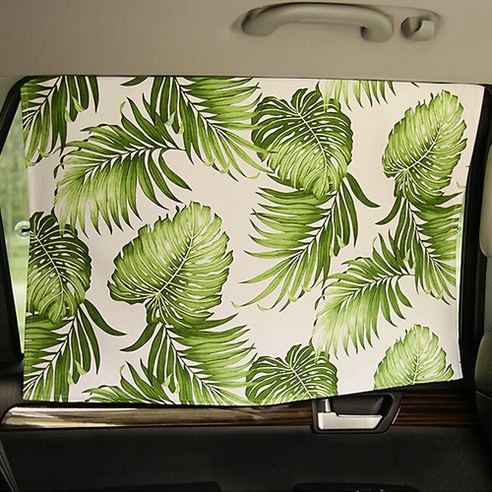 우리앤데코 차량용 몬스테라 자석 햇빛가리개 일반, 몬스테라 잎 그린칼라, 1개