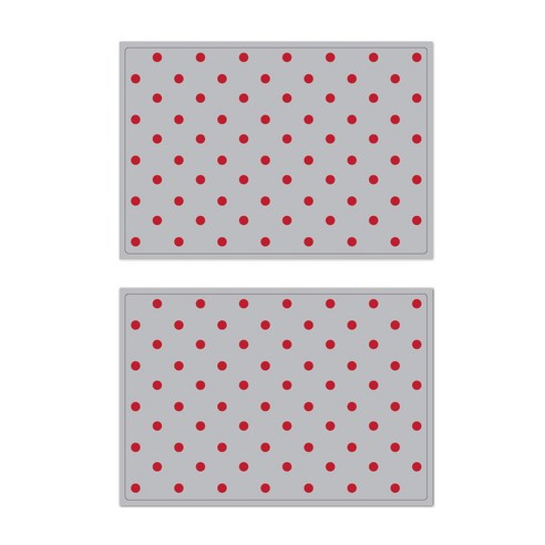 서머스트 프루티 실리콘 레드도트 테이블매트 2p, 그레이, 425 x 295 mm