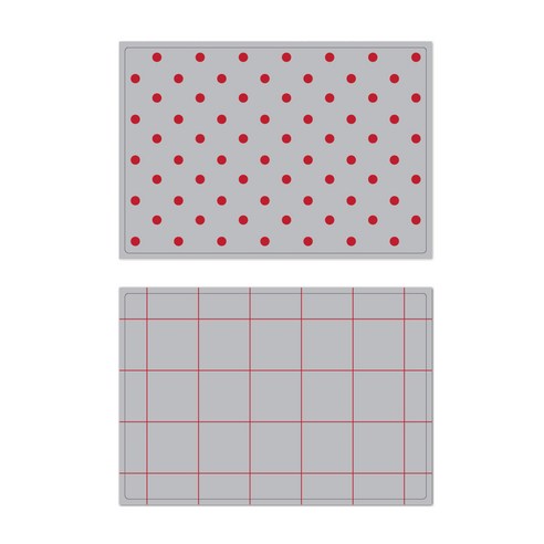 서머스트 프루티 실리콘 테이블매트 레드도트 + 레드체크, 그레이, 425 x 295 mm