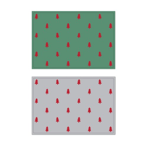 서머스트 프루티 실리콘 레드포레스트 테이블매트 2p, 카키그린, 그레이, 425 x 295 mm