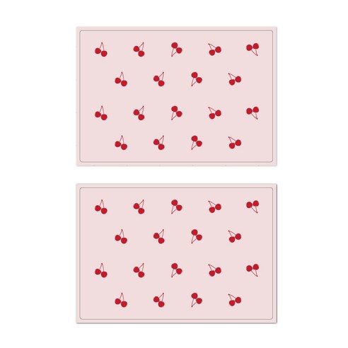 서머스트 프루티 실리콘 레드체리 테이블매트 2p, 인디핑크, 425 x 295 mm