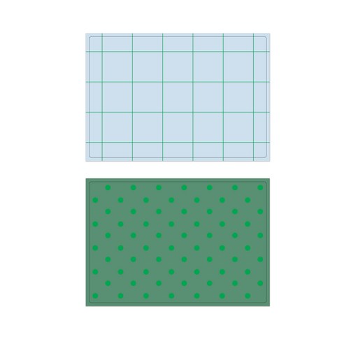 서머스트 실리콘 테이블매트 그린체크 + 그린도트, 스카이블루, 카키그린, 425 x 295 mm