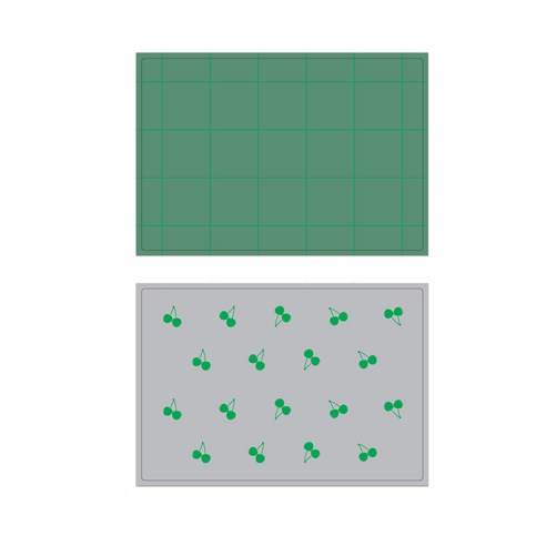 서머스트 실리콘 테이블매트 그린체크 + 그린체리, 카키그린, 그레이, 425 x 295 mm