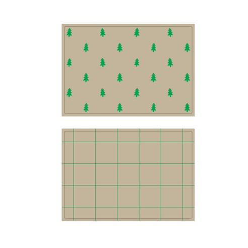 서머스트 실리콘 테이블매트 그린포레스트 + 그린체크, 베이지, 425 x 295 mm