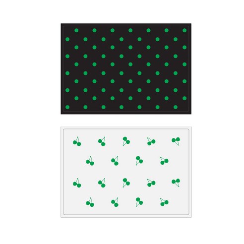 서머스트 실리콘 테이블매트 그린도트 + 그린체리, 블랙, 화이트, 425 x 295 mm