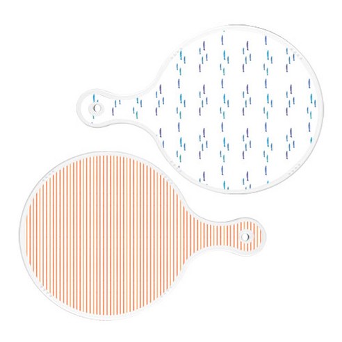 로엠디자인 원형 서빙 도마 보드 2p 파스텔물고기떼 세트, 파스텔물고기떼, 주홍라인, 1세트