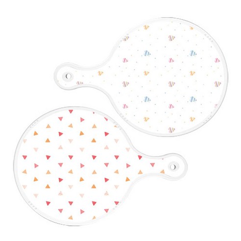 로엠디자인 원형 서빙 도마 보드 2p 라인하트 세트, 라인하트, 행황색삼각패턴, 1세트