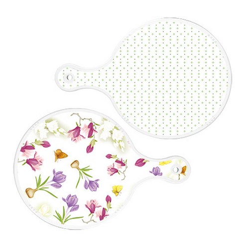 로엠디자인 원형 서빙 도마보드 심플패턴 2p세트, 심플패턴 + 로맨틱청자색floral, 1세트