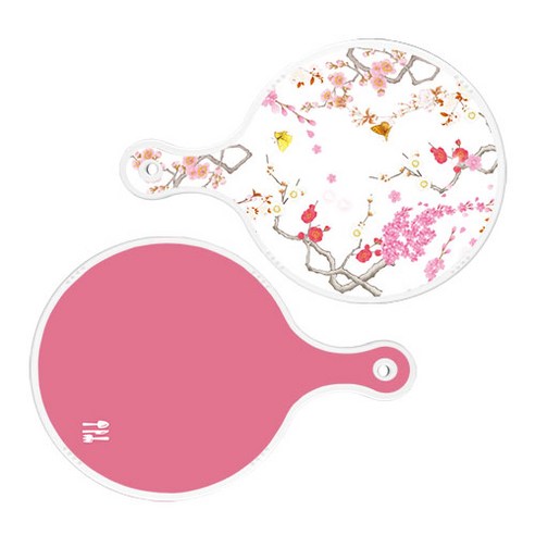 로엠디자인 원형 서빙 도마보드 로맨틱연지색floral 2p세트, 로맨틱연지색floral + 핑크, 1세트