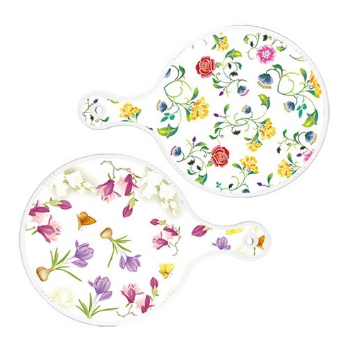 로엠디자인 원형 서빙 도마보드 로망슬림장미 2p세트, 로망슬림장미 + 로맨틱청자색floral, 1세트