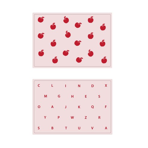 서머스트 실리콘 테이블매트 RED APPLE + RED ABC, 인디핑크, 425 x 295 mm