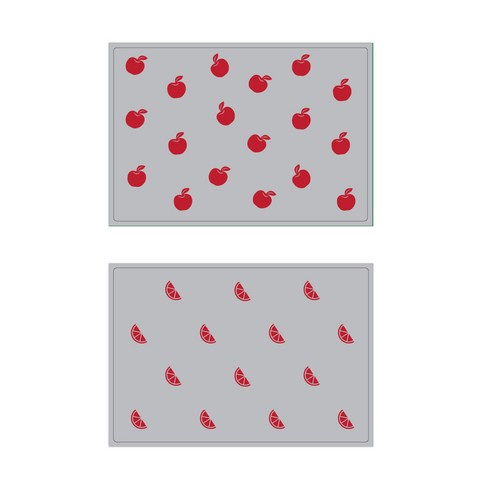 서머스트 실리콘 테이블매트 RED APPLE + RED ORANGE, 그레이, 425 x 295 mm