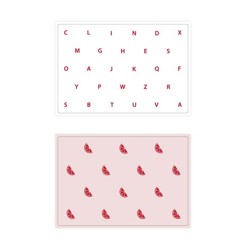 서머스트 실리콘 테이블매트 RED ABC + RED ORANGE, 화이트, 인디핑크, 425 x 295 mm
