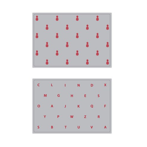 서머스트 실리콘 테이블매트 RED PINEAPPLE + RED ABC, 그레이, 425 x 295 mm
