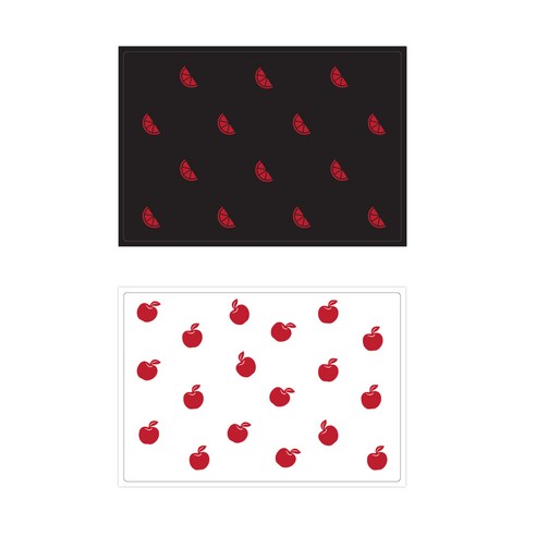 서머스트 실리콘 테이블매트 RED ORANGE + RED APPLE, 블랙, 화이트, 425 x 295 mm