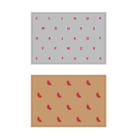 서머스트 실리콘 테이블매트 RED ABC + RED ORANGE, 그레이, 베이지, 425 x 295 mm