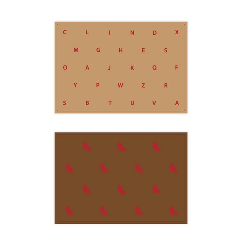 서머스트 실리콘 테이블매트 RED ABC + RED ORANGE, 베이지, 브라운, 425 x 295 mm