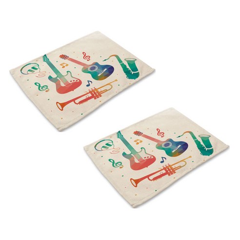 스토어33 뮤직페인팅 키친 테이블매트 2p, H, 42 x 36 cm