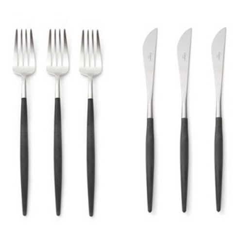 큐티폴 고아 디너 세트, 블랙, 블랙,포크 3p + 나이프 3p