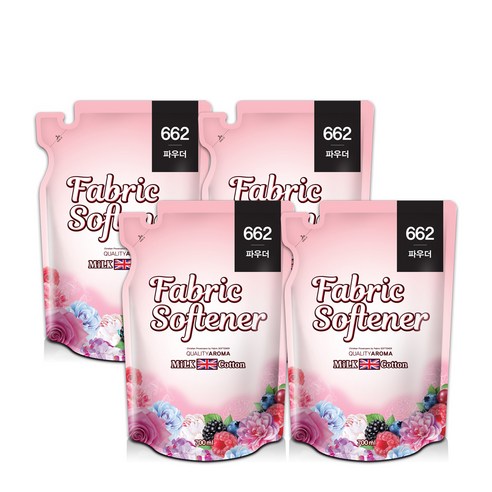 밀크코튼 퍼퓸 섬유유연제 662 파우더 리필, 700ml, 4개