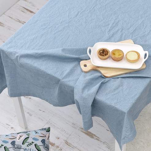 벨라이프 워싱린넨 테이블보, 블루, 6인(가로 130cm x 세로 190cm)