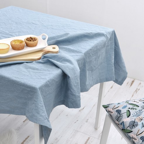 벨라이프 워싱린넨 테이블보, 블루, 4인(가로 130cm x 세로 160cm)
