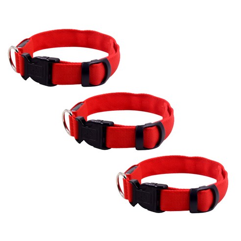 AnTs 반려동물 LED 멀티 목걸이 L, 레드, 3개입