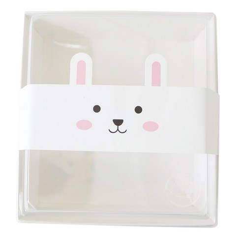 황씨네도시락 샌드정사각 화이트 일회용 도시락 용기 10p + 토끼띠지 10p, 1세트