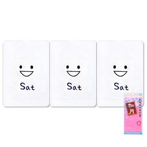 송월타월 요일기분 세면타올 3p + 후레쉬 샤워타올, 토, 분홍, 1세트