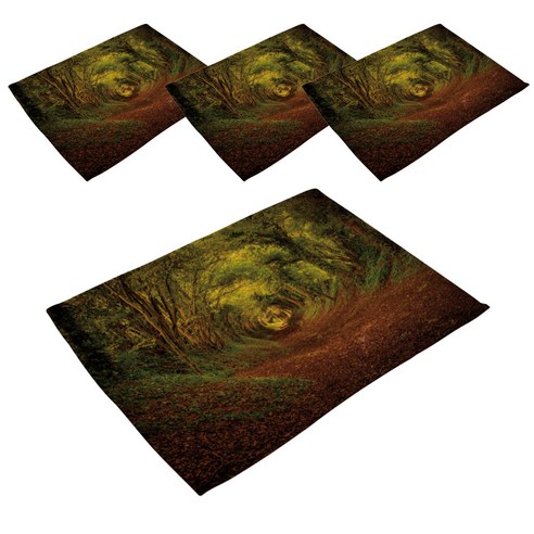 스윗리빙 패밀리 자연경관 린넨테이블 매트 4p, 39, 42 x 32 cm