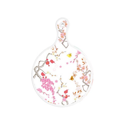 로엠디자인 양면 원형 서빙 도마 보드 로맨틱연지색floral, 꼬마도넛, 1개