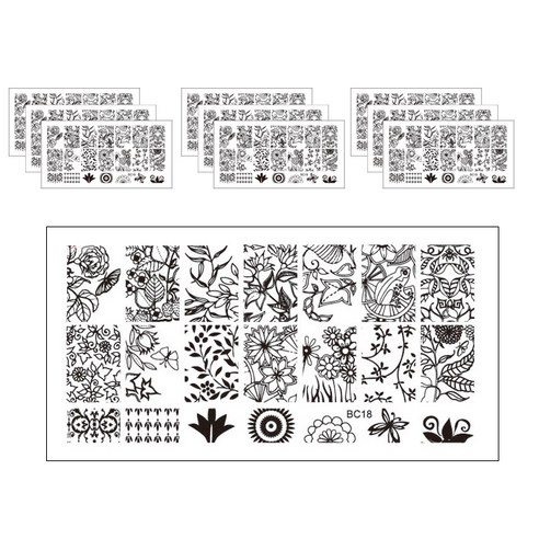 ARYKOTRADERS 네일 프린팅 DIY 필름 사각 템플릿, BC-18, 10개입