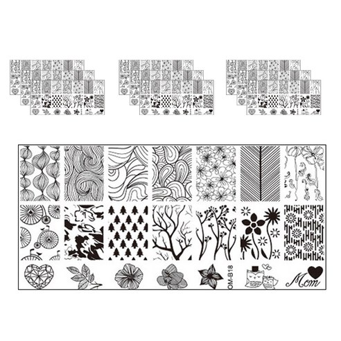 ARYKOTRADERS 네일 프린팅 DIY 필름 사각 템플릿, OM-B18, 10개입