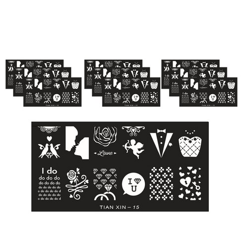 ARYKOTRADERS DIY 블루 네일 프린팅 스티커, Tian Xin 15, 10개입