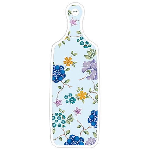 로엠디자인 양면 디자인 서빙 도마 보드 국화블루옥색, 로맨틱블루floral비색, 1개