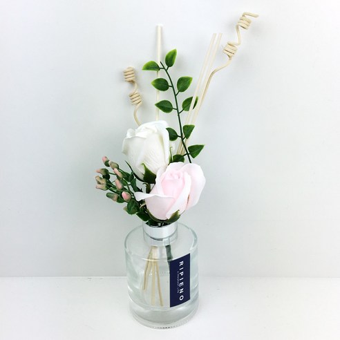 리피에노 비누꽃장미 핑크 + 리드스틱 5p + 실크플라워 조화 + 네이비라벨 디퓨저세트 140ml, 블랙체리