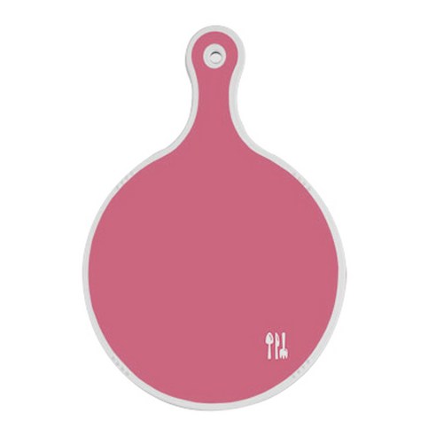 로엠디자인 양면 원형 서빙 도마 보드 핑크, 행황색삼각패턴, 1개