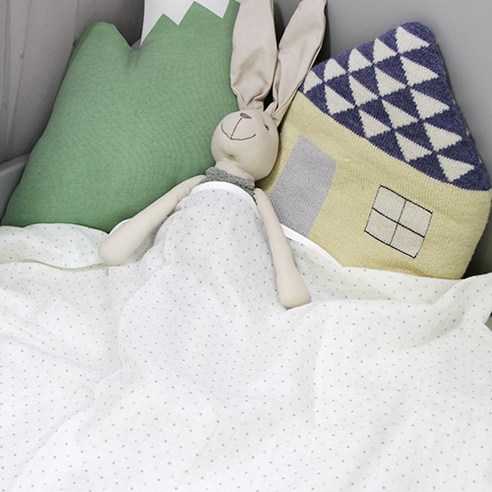 오즈맘 면 100% 이중거즈 보들보들 유아 여름 블랭킷 소 70 x 90 cm, 도트 연그레이