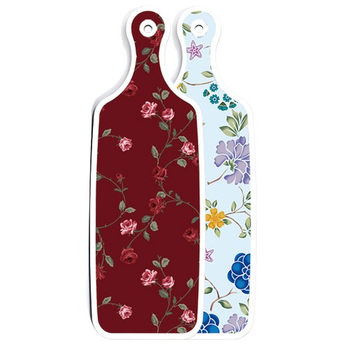 로엠디자인 양면 디자인 서빙도마 로맨틱블루floral비색, 장미적색, 1개