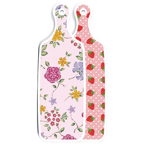 로엠디자인 양면 서빙 보드 도마 핑크딸기, 로맨틱레드floral연분홍색, 1개