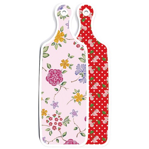 로엠디자인 양면 서빙도마 보드 레드체리, 로맨틱레드floral연분홍색, 1개