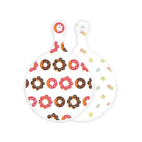 로엠디자인 양면 원형 서빙도마 보드 초코도넛, 퍼즐, 1개