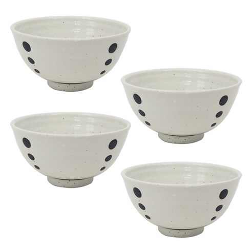 디어리빙 심플브라운 볼 12.5cm, 사선도트, 4개입
