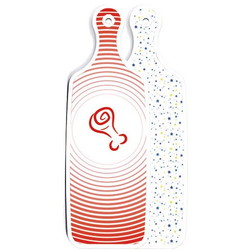로엠디자인 양면 디자인 서빙보드 도마 블루별, 고기라인레드, 1개