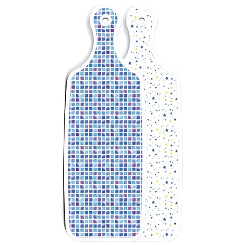 로엠디자인 양면 디자인 서빙보드 도마 블루별, 블루타일, 1개