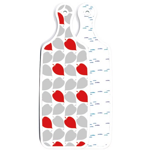 로엠디자인 양면 디자인 서빙 도마 보드 파스텔물고기떼, 레드그레이낙엽, 1개