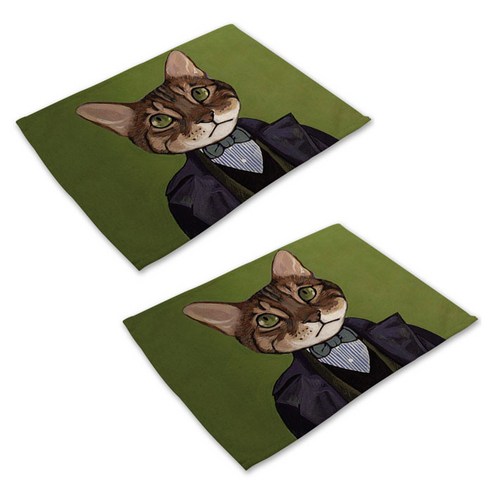 스토어33 다크 고양이 식탁매트 2p, L, 42 x 32 cm