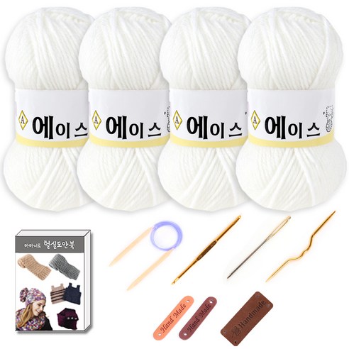 마마니트 울에이스 뜨개질 DIY 패키지, 1세트, 475화이트