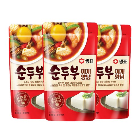샘표 순두부찌개 양념, 130g, 3개
