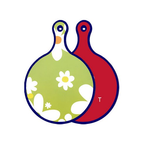 로엠디자인 블루에디션 양면 원형 서빙 도마 floral design하얀개나리, 미트레드, 1개